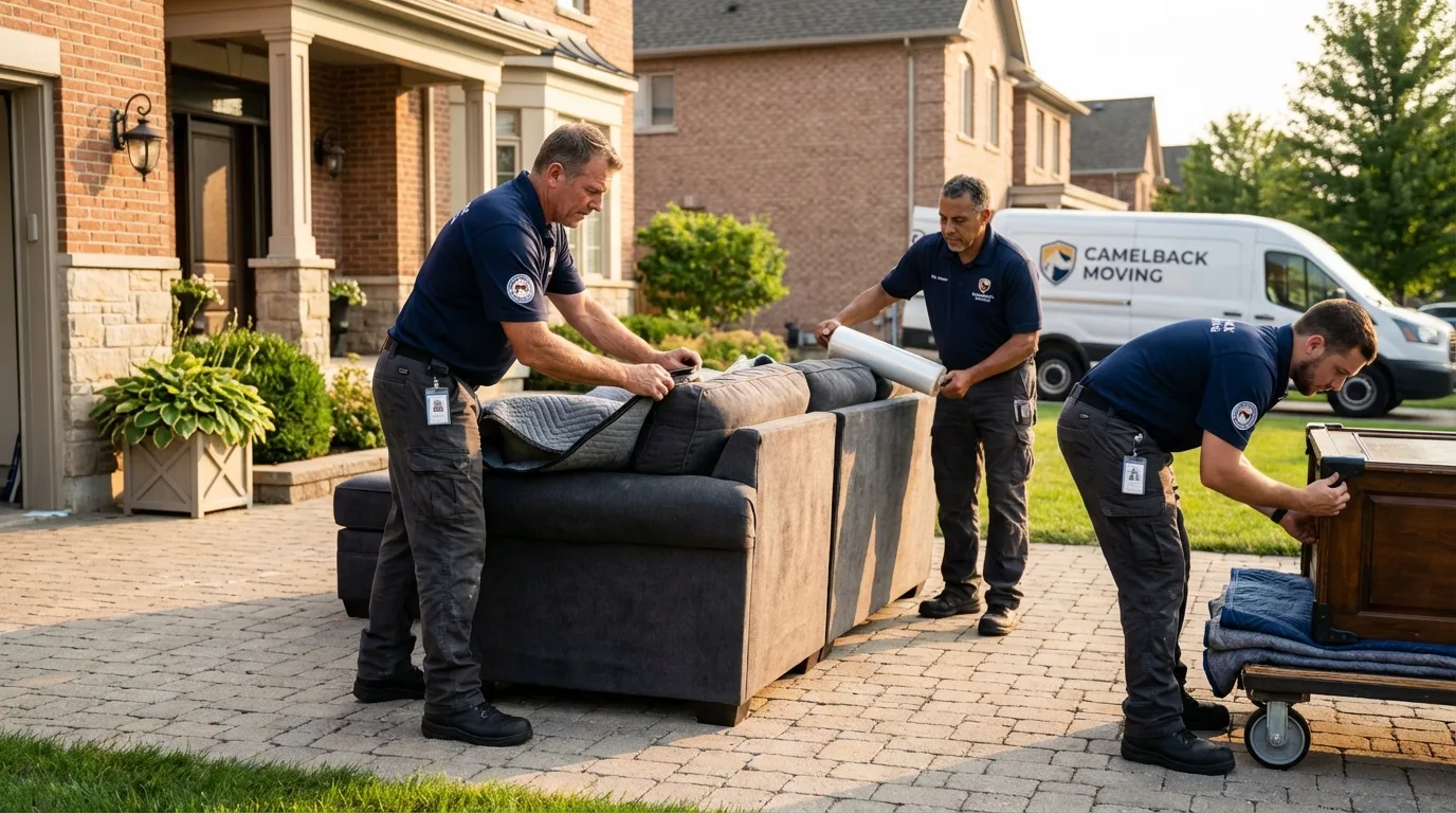 Large estate moving crew wrapping furniture in Trion, GA
